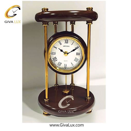 ساعت رومیزی اورجینال آرتمیس آلیاژ فلزی قهوه ای-طلایی| کد رفرنس 104103، مدل: 1025Brown Dark